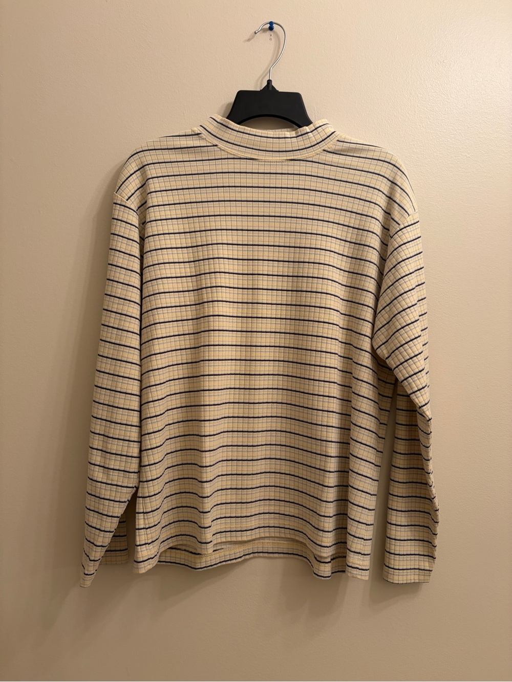Mountain Lake | Vintage Striped Yellow and Navy Mock Neck Sweater
